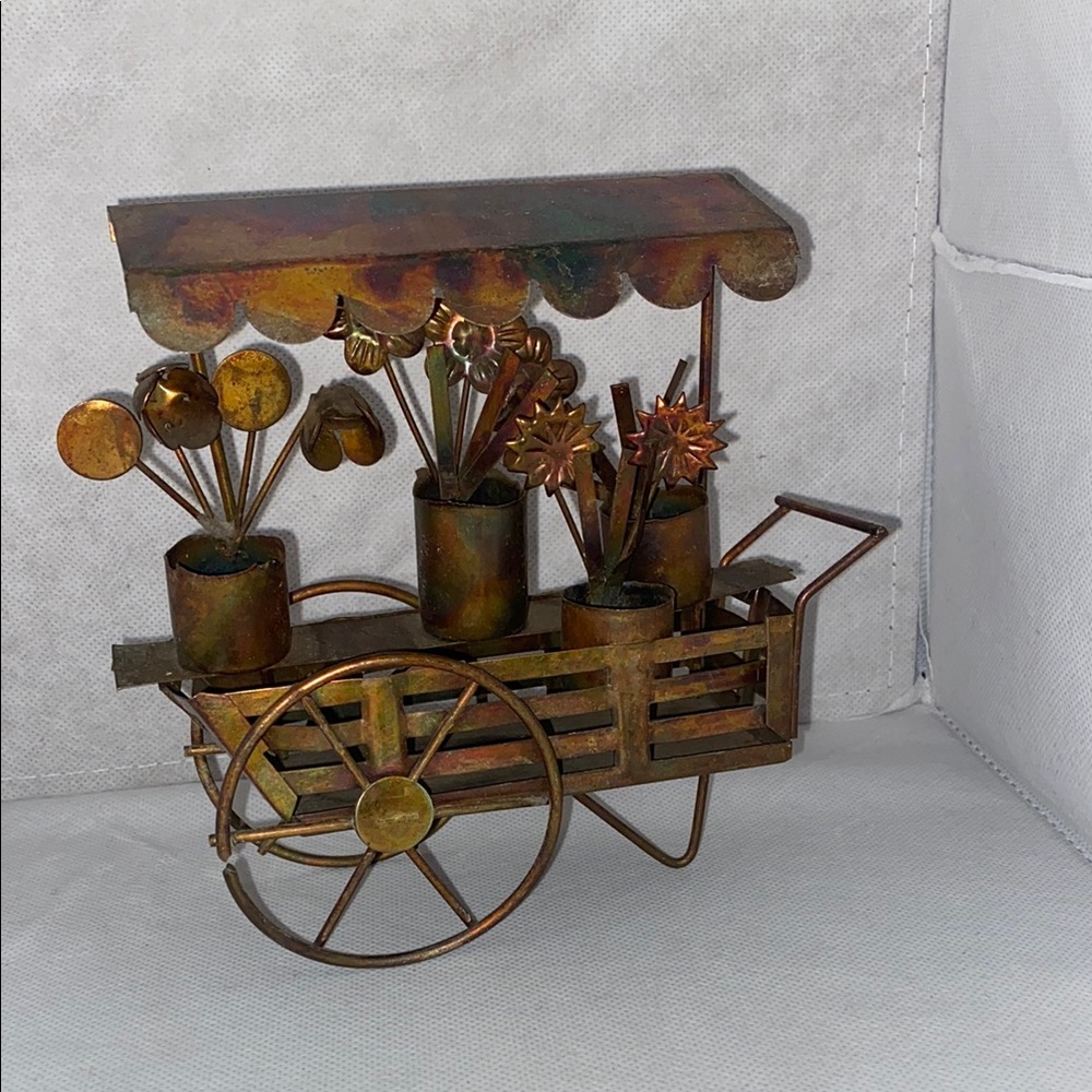 Rustic Metal Flower Cart Decor